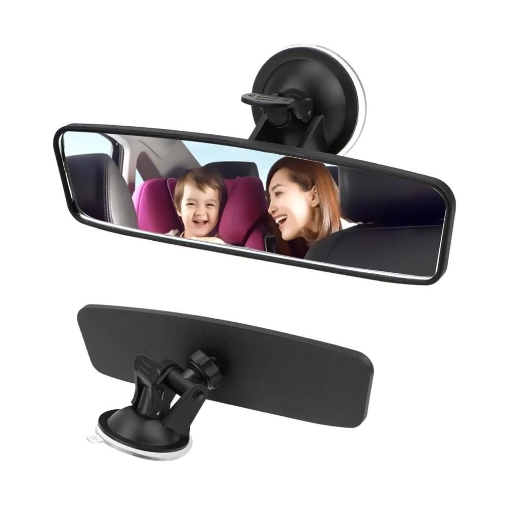 Adtrykfg Wide-Angle 360 Rotating Auto Assisting Rearview Mirror with Adjustable Suction Cup for Cars(200x60 mm)