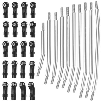 313mm 324mm Metal Link Set Linkage Steering Rod With Nylon End Kit 2.5mm Compatible With Automotive Motorcycle Parts For SCX10II 90046 1 10 RC Crawler Car(313mm)