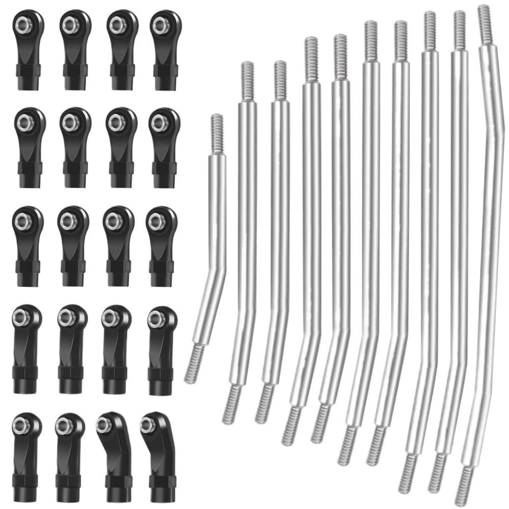 313mm 324mm Metal Link Set Linkage Steering Rod With Nylon End Kit 2.5mm Compatible With Automotive Motorcycle Parts For SCX10II 90046 1 10 RC Crawler Car(313mm)