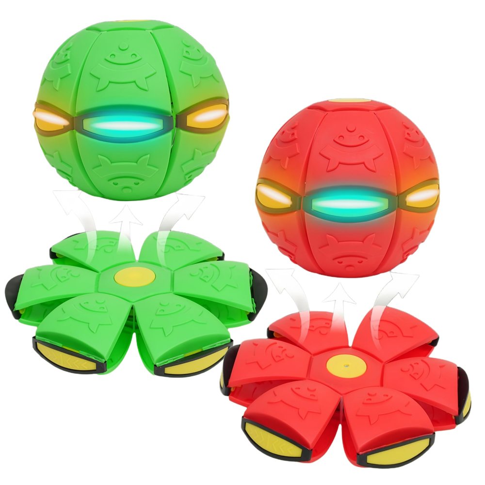 2-Piece Set Dual Form Freely Switchable Magic Bouncing Ball Toy with 6 Light Suitable for Indoor & Outdoor Use