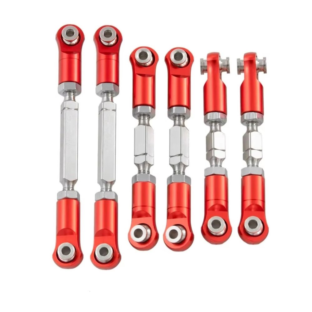 RC Crawlers Spare Parts for Arrma for Mojave 4X4 4S for Blx for Desert Truck RTR 1/8 6PCS Wheelbase Rc Steering Link Rod Set Aluminum Alloy Upgrade Parts(Red)