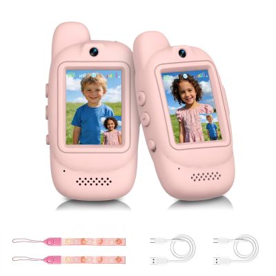 Video Walkie Talkies for Kids, 2 Pack Rechargeable Video Walkie Talkies for Age 3-12 Boys Girls, 1000 Feet Range, 2.0 IPS Screen Display & Voice Changer, Fun Toys for Indoor Outdoor Travel Hiking