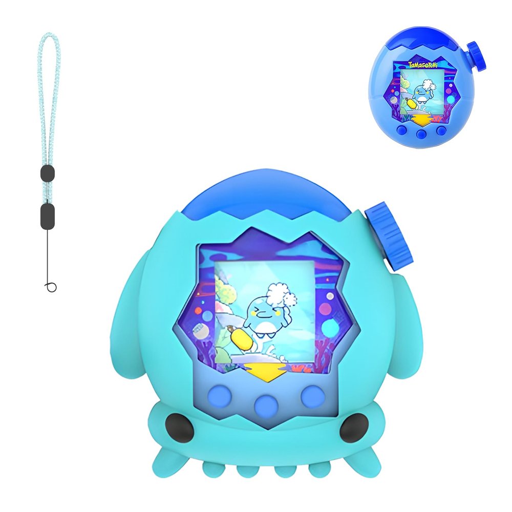for Tamagotchi Paradise Case Silicone Soft Shell Cover for Tamagotchi Paradise Electronic Pet,Waterproof Sweatproof Washable Shockproof Anti-Drop 360Full Protection,Squid Style(Teal)