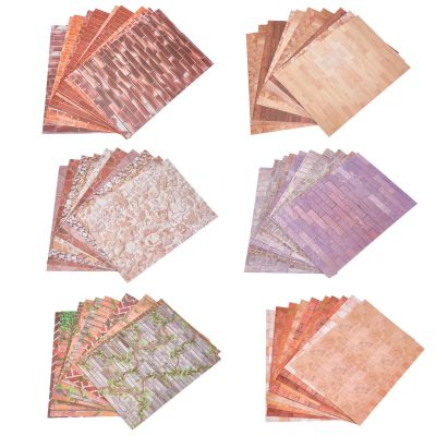 60 Sheets Self-Adhesive Dollhouse Wallpaper Flooring Aesthetic Stickers for Dollhouse Accessories Scrapbooking Journaling Junk Journal Cottagecore