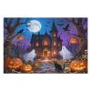 Puzzle for Adults 1000 Pieces - Halloween House Jigsaw Puzzle - Moonlight Shining on The Haunted House, Pumpkins and Ghosts - Thick, Sturdy Pieces Family Activity Great Gift 30 x 20 in view 1