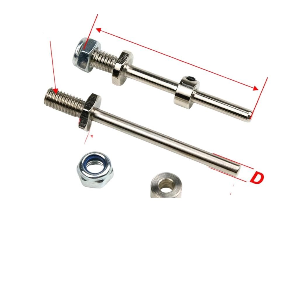 1Pair Wheel Axles Steel Shaft With Stop Nuts Dia 3 4 5 MM Landing Gear Assembly M5 M6 M8 Thread Spares Compatible With Automotive Motorcycle Parts(M6xD4xL45MM)