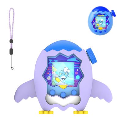 for Tamagotchi Paradise Case Silicone Soft Shell Cover for Tamagotchi Paradise Electronic Pet,Waterproof Sweatproof Washable Shockproof Anti-Drop 360Full Protection,Penguin Style(Purple)