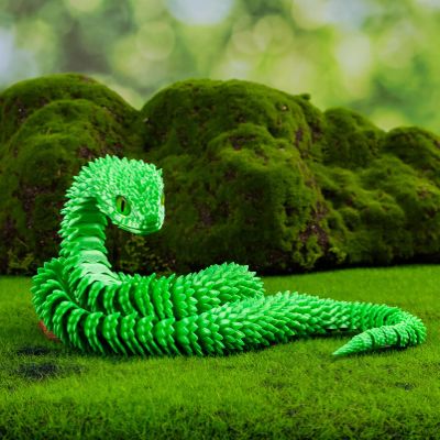 24IN Printed Snake Toys, Flexible 3D Printed Animal, Fidget ADHD Snake Toys, Home Decor Christmas Fidget Toys Gifts Easter Decorations for Kids(Green)