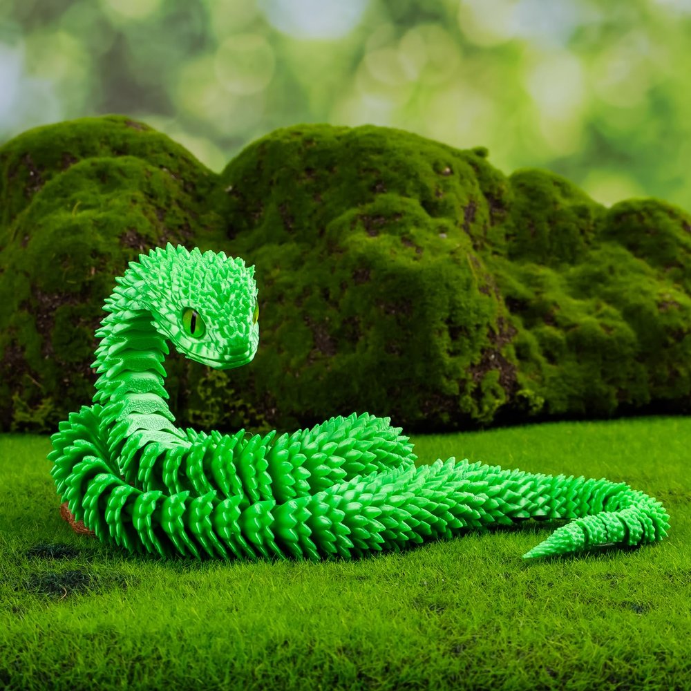 24IN Printed Snake Toys, Flexible 3D Printed Animal, Fidget ADHD Snake Toys, Home Decor Christmas Fidget Toys Gifts Easter Decorations for Kids(Green)