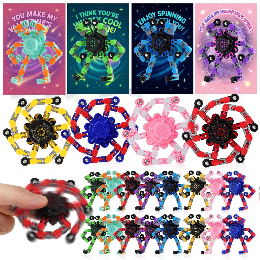 24PCS Transformable Robot Fidget Spinners with Cards - Easter Basket Stuffers Sensory Fidget Stress Relief Toys for Kids Adults,Easter Egg fillers Fidget Toys