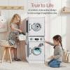 Best Choice Products Pretend Play Kids Wooden Stacked Washer & Dryer Set with Toy Laundry Storage, Space-Saving Design, with Accessories - White view 3