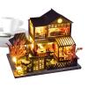 3D Wooden Puzzles, House Miniature Kits for Adults, Villa Building Blocks with LED Light, Craft Realistic Model for Library Men Kids Home Decoration DIY Projects Portable view 1