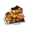 3D Wooden Puzzles, House Miniature Kits for Adults, Villa Building Blocks with LED Light, Craft Realistic Model for Library Men Kids Home Decoration DIY Projects Portable view 2