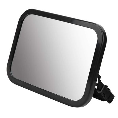 Baby Car Mirror Adjustable Angle Backseat Baby Mirror Rear Facing View Infant Safety Clear Image Non Glass Material Adjustable Straps Black 9.6 x 6.9in