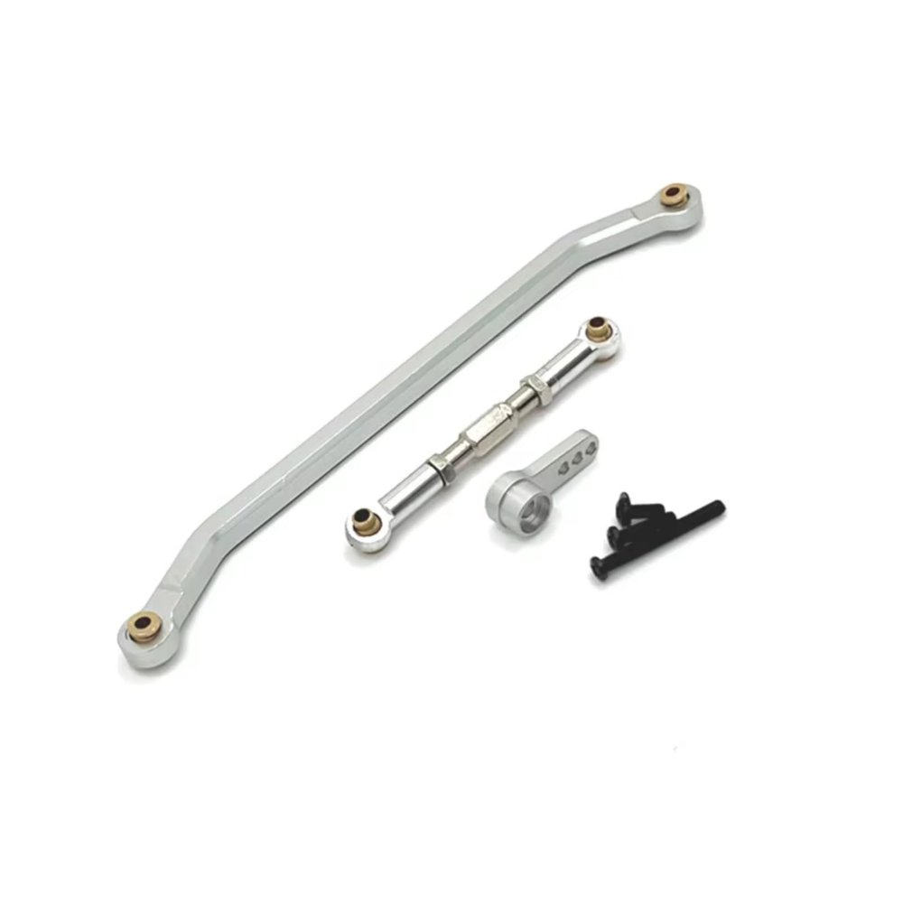MYHWDRNU RC Car Parts Compatible with MN128 MN86 MN86S MN86K MN86KS for MN G500 1/12 RC Crawler Car Parts Metal Steering Link Rod Pull Rod and Servo Arm(Silver)
