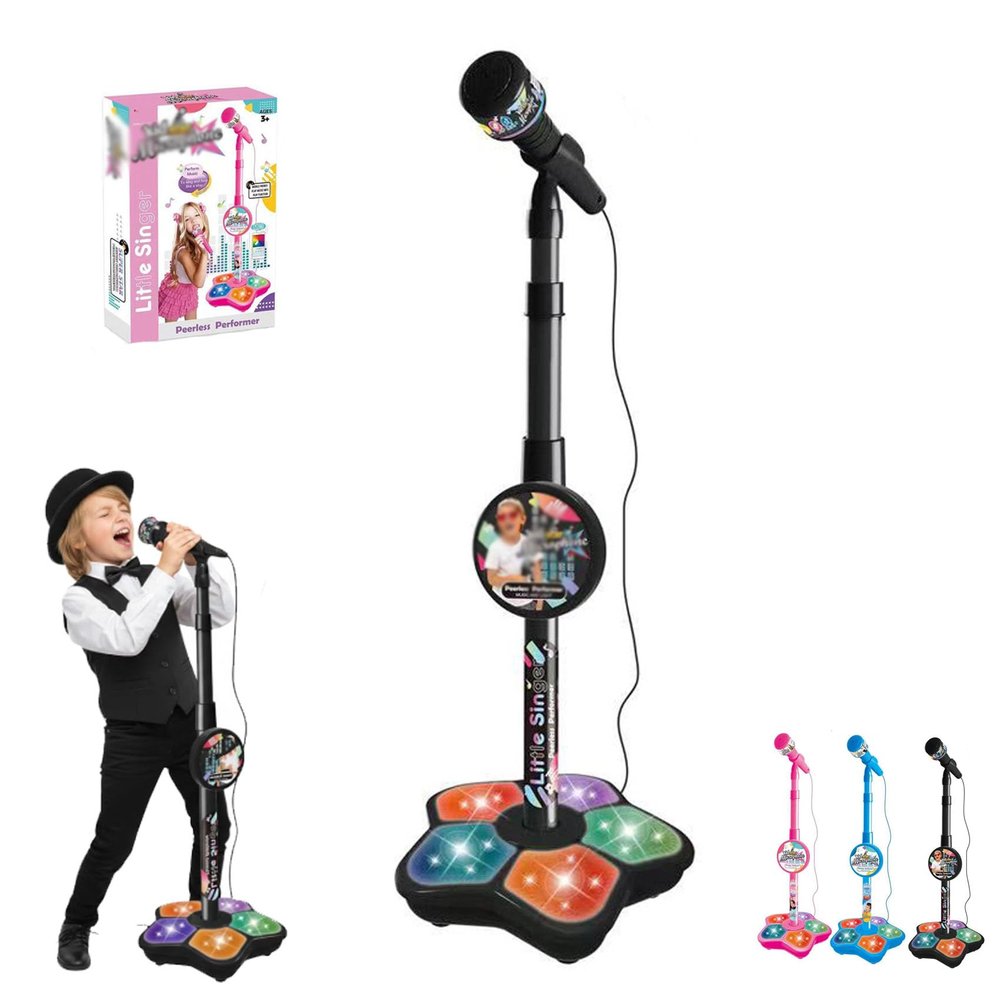 Kids Microphone with Stand, Karaoke Microphone for Kids, The All-in-One, Got Built-in Music, Colorful Lights, Echo Effects, Toddler Microphones, for Christmas and Birthday Girls and Boys (Color-C)