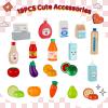 Arlopu Kids Pretend Play Grocery Store Playset, Wooden Supermarket Toy Set, Toddler Market Checkout Stand with Chalkboard, Cash Register, Display Shelves, Play Food Accessories (Red) view 2