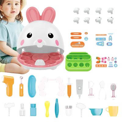 Cute Bunny Pretend Dentist Play Set  Charming Rabbit Tooth Model Toy, Educational Kit | Creative Kids Dentist Play Set, Interactive Learning Activity, Safe Imaginative Rol