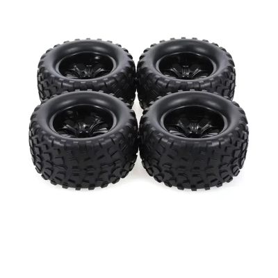 RC Tyre Tires for Trxs for Himoto for HSP for HPI 1/10 RC Monster Truck Parts 4pcs 125mm Rubber Tires Wheel Rims 12mm Hex with 4mm Lock Nuts