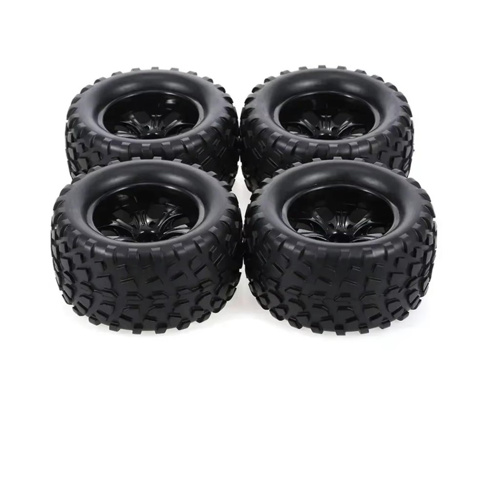 RC Tyre Tires for Trxs for Himoto for HSP for HPI 1/10 RC Monster Truck Parts 4pcs 125mm Rubber Tires Wheel Rims 12mm Hex with 4mm Lock Nuts