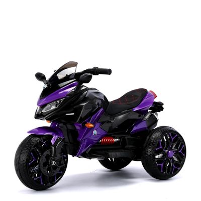 12V Electric Kids Motorcycle for 3-8 Year Old Boys Girls, 3-Wheel Ride-On Toy Motorbike with Lighting Wheels, Music Player (Connect with Phone) and Hand Drive (Purple)