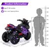 12V Electric Kids Motorcycle for 3-8 Year Old Boys Girls, 3-Wheel Ride-On Toy Motorbike with Lighting Wheels, Music Player (Connect with Phone) and Hand Drive (Purple) view 2