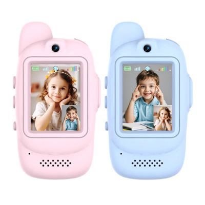 Video Walkie Talkies for Kids, Toys Walkie Talkies Rechargeable 2 Pack with 0.3MP Camera, 1000mAh, Ergonomic, Long Range 2 Way Radio, Indoor Outdoor, Birthday Gift for Boy Girl Age 3-12 (Blue & Pink)