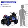 12V Electric Kids Motorcycle for 3-8 Year Old Boys Girls, 3-Wheel Ride-On Toy Motorbike with Lighting Wheels, Music Player (Connect with Phone) and Hand Drive (Blue-2) view 2