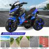12V Electric Kids Motorcycle for 3-8 Year Old Boys Girls, 3-Wheel Ride-On Toy Motorbike with Lighting Wheels, Music Player (Connect with Phone) and Hand Drive (Blue-2) view 3