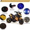 12V Electric Kids Motorcycle for 3-8 Year Old Boys Girls, 3-Wheel Ride-On Toy Motorbike with Lighting Wheels, Music Player (Connect with Phone) and Hand Drive (Yellow) view 4