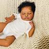 19 Inch Realistic Baby Dolls Black Girl African American Reborn Dolls Silicone Dark Skin Tone with White Onesie, Lifelike Asleep Newborn Babies Magnetic Pacifier & Real Life Baby Doll Accessories view 3