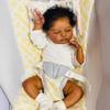 19 Inch Realistic Baby Dolls Black Girl African American Reborn Dolls Silicone Dark Skin Tone with White Onesie, Lifelike Asleep Newborn Babies Magnetic Pacifier & Real Life Baby Doll Accessories view 4