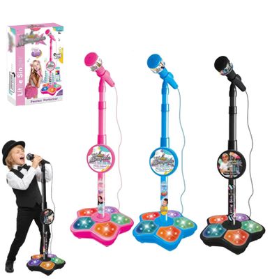 Kids Microphone with Stand, Karaoke Microphone for Kids, The All-in-One, Got Built-in Music, Colorful Lights, Echo Effects, Toddler Microphones, for Christmas and Birthday Girls and Boys (3Set)