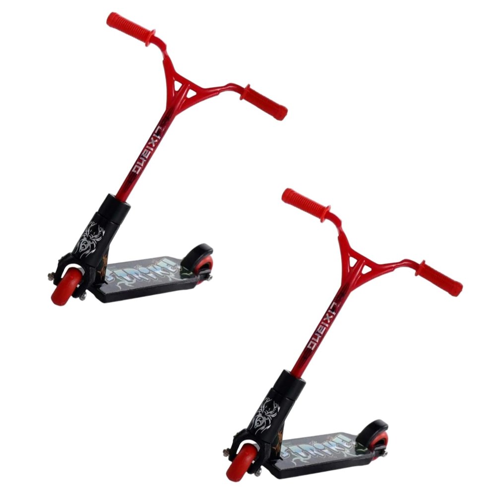 2Pcs Mini Finger Scooter Two Wheel Scooter Finger Training Mini Finger Skateboards Finger Tech Deck Skatepark,Novelty and Amusements (red Random)