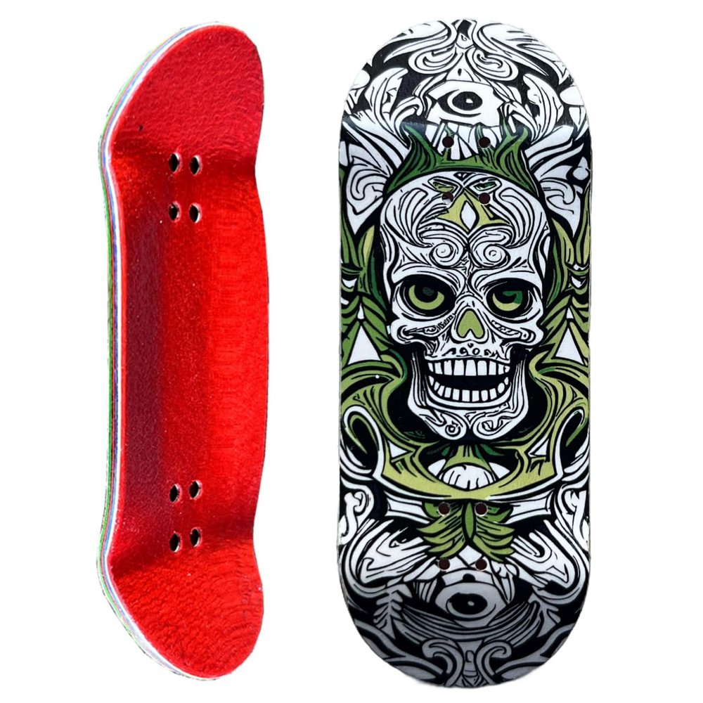 Noahwood PRO Deep Concave Fingerboard Deck Mini Skateboarding Deck(6-Layer Colour Maple Wooden 35 x 97mm Handmade Deck (White Gost)