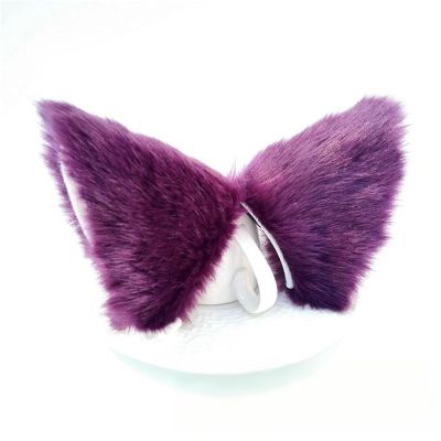 Lottoyday 2Pcs Cat Ears Hair Clips, Kitty Furry Ears Hair Accessories, Christmas Halloween Cat Hair Bands (Purple&Pink)