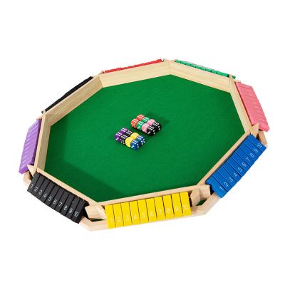 8 Player Shut The Box Game, Wooden Board Tabletop Games with Dice Flipping Board Set Table Number Boards Games with Digital Challenges Math Learning Toy for Adult Family Bonding
