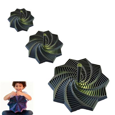 3D Printed Expanded Sensory Fidget Star Honeycomb Spiral Fractal Fidget Star with Handle Stress-Relief Spinning Tower 3D Printed Fidget Hexagon Toys Holiday (Black Gold, 4.72in)