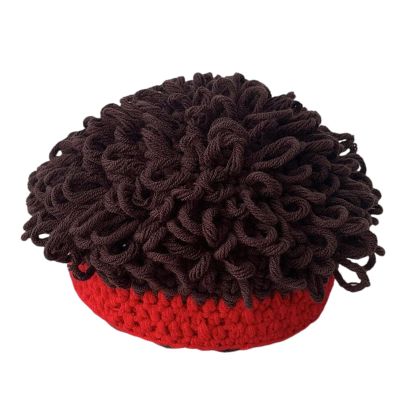 arzgul Funny Curly Hair Cap for Kids Soft Cotton Blend Winter Hat for Costume Parties and Daily Use(Coffee Red)