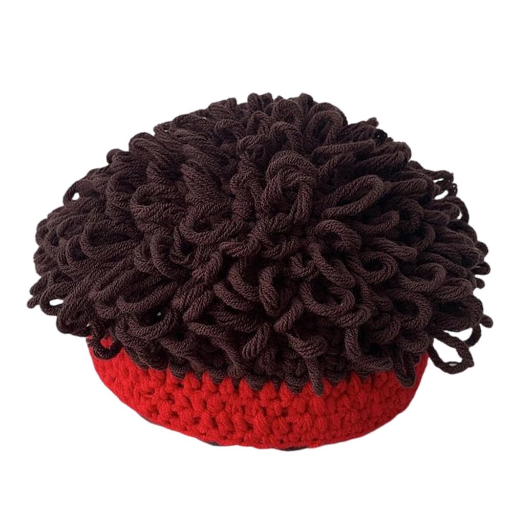 arzgul Funny Curly Hair Cap for Kids Soft Cotton Blend Winter Hat for Costume Parties and Daily Use(Coffee Red)