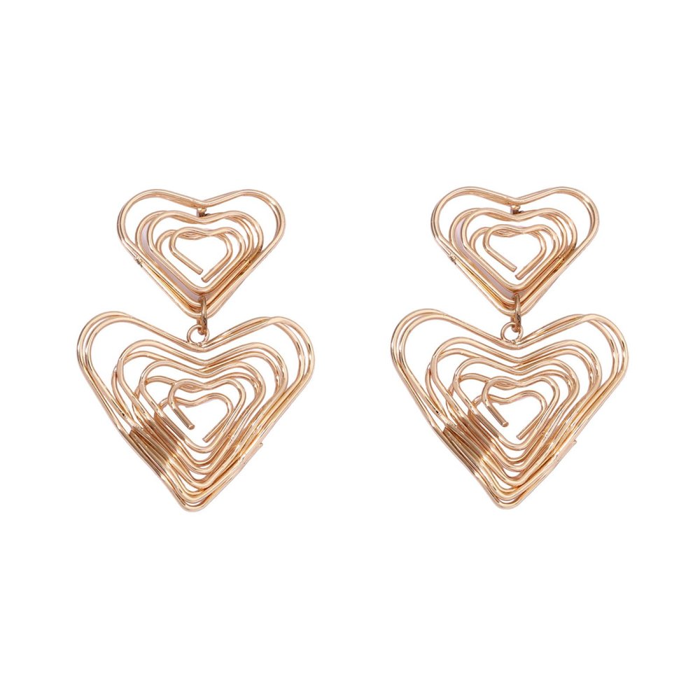 6 * 4.3cm Retro Hollowed Out Heart-Shaped Earrings,golden,6 * 4.3cm