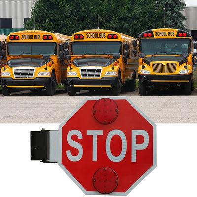 12V/24V Flashing Stop Sign 18 School Bus Parking Sign, Manual/Electric Stop Signs For School Bus, IP56 Waterproof, Schools Buses Accessories, For Bus Lane, Schools Buses
