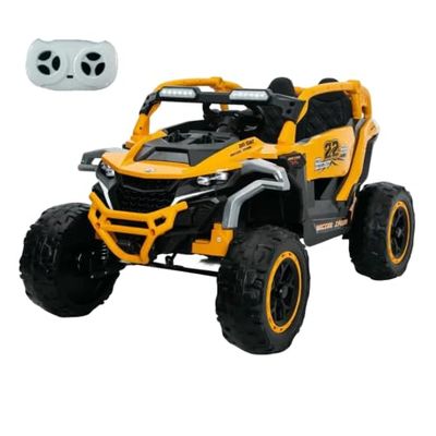 12V Kids Ride-On Truck UTV, 2-Seater Electric Vehicle with Remote Control, 3-Speed Options, Shock Suspension, Flashlights & Music Player, ASTM/CPSIA Certified Ride-On Car for Boys & Girls, Yellow
