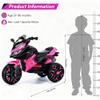 12V Electric Kids Motorcycle for 3-8 Year Old Boys Girls, 3-Wheel Ride-On Toy Motorbike with Lighting Wheels, Music Player (Connect with Phone) and Hand Drive (Pink) view 2