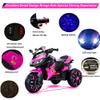 12V Electric Kids Motorcycle for 3-8 Year Old Boys Girls, 3-Wheel Ride-On Toy Motorbike with Lighting Wheels, Music Player (Connect with Phone) and Hand Drive (Pink) view 3