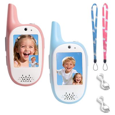 Walkie Talkies for Kids, 2 Pack 720P Video Walkie Talkies for Kids Rechargeable Long Range Video Walkie Talkies, Toys Gifts for Family, Camping, Hiking for Boys Girls Ages 3-12 (Blue+Pink)