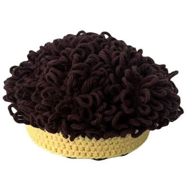 arzgul Funny Curly Hair Cap for Kids Soft Cotton Blend Winter Hat for Costume Parties and Daily Use(Coffee Yellow)