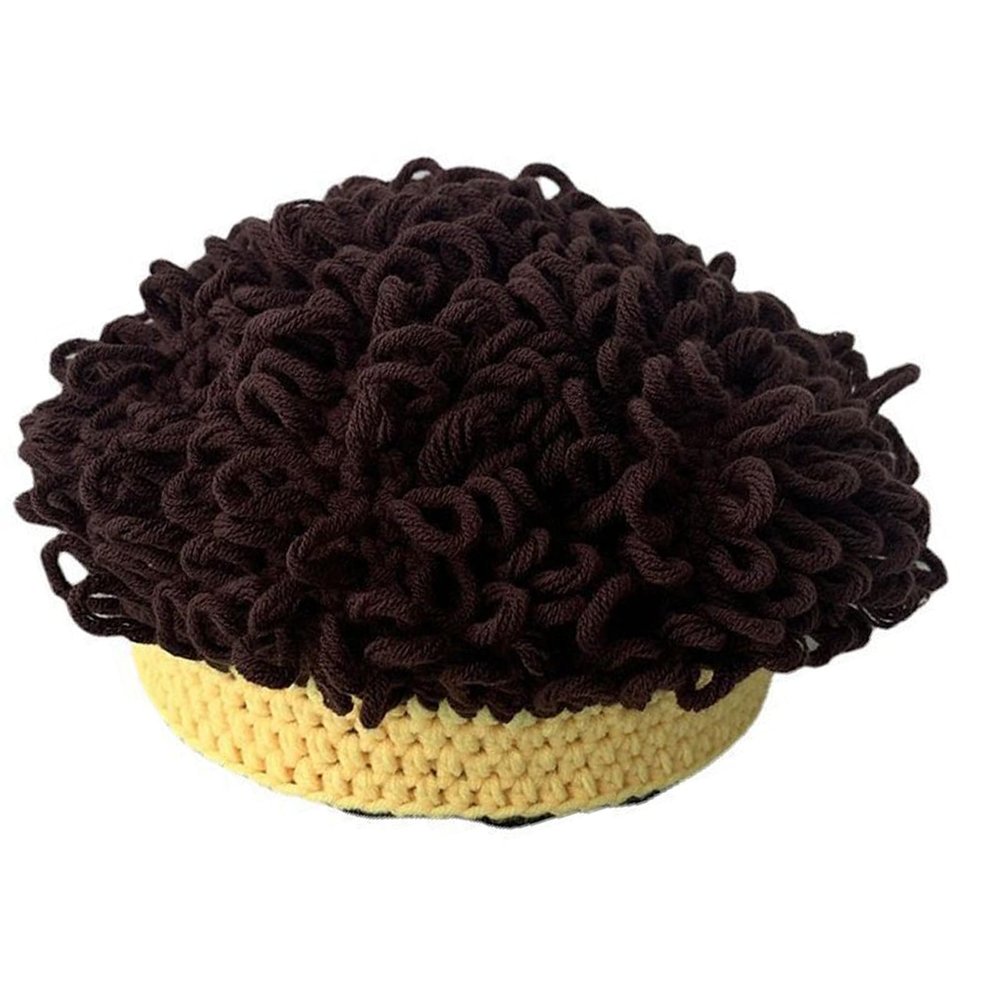 arzgul Funny Curly Hair Cap for Kids Soft Cotton Blend Winter Hat for Costume Parties and Daily Use(Coffee Yellow)