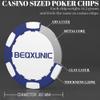 BEQXUNIC Custom Poker Chips (50 Pack)  Double-Sided UV Printed Clay Chips, 11.5g Weighted  Personalized Tokens for Promotions, Trade Shows, Branding, Events (Blue) view 2