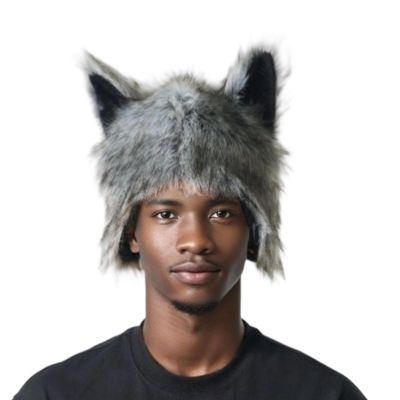 arzgul Anime Wolf Ear Cap for Adult Teens Windproof Warm Head Cover Pullover Earflap Hat for Halloween Party Dressingup